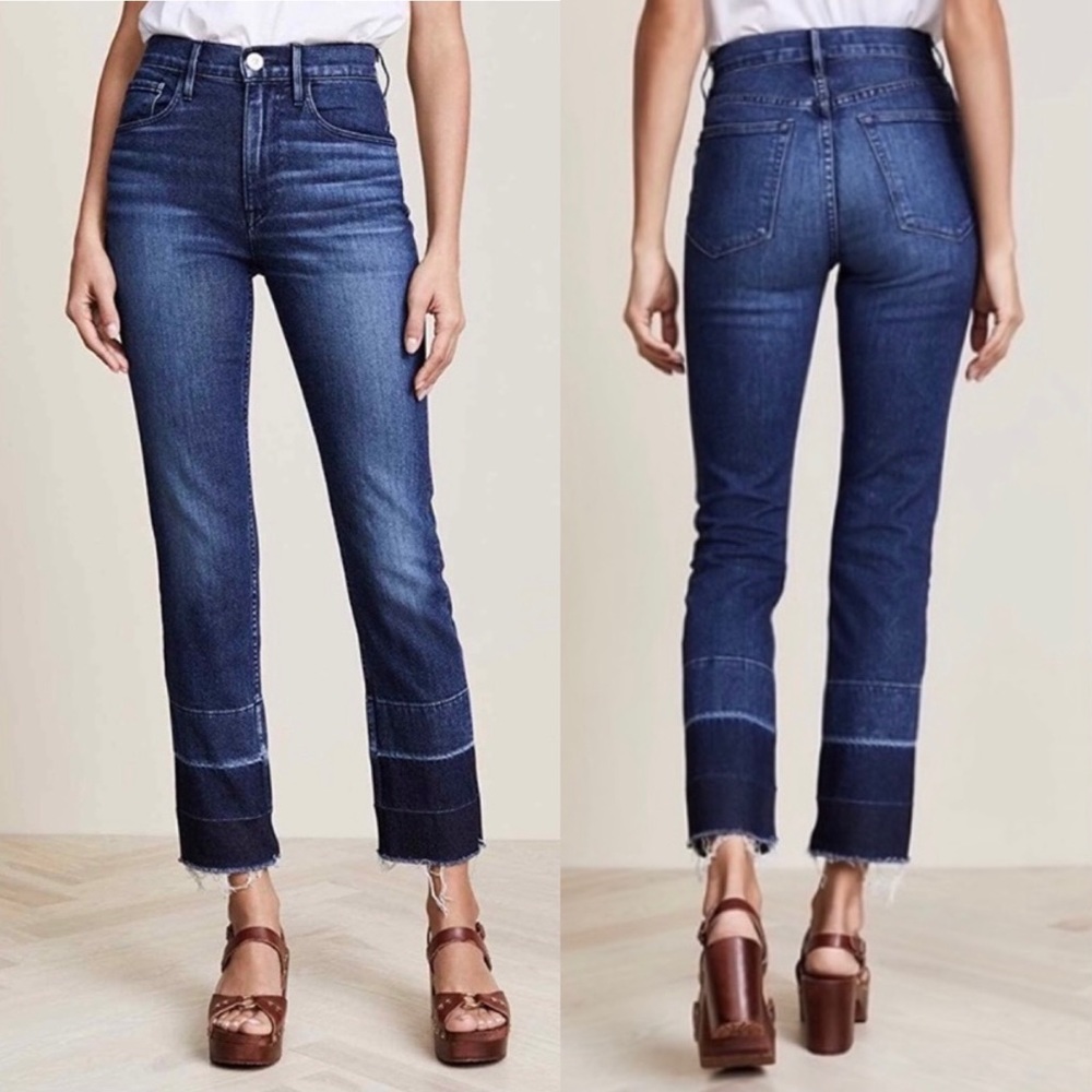 3X1 Cropped Ombre Raw Hem Jeans W4 Shelter Straight High Rise Size 24